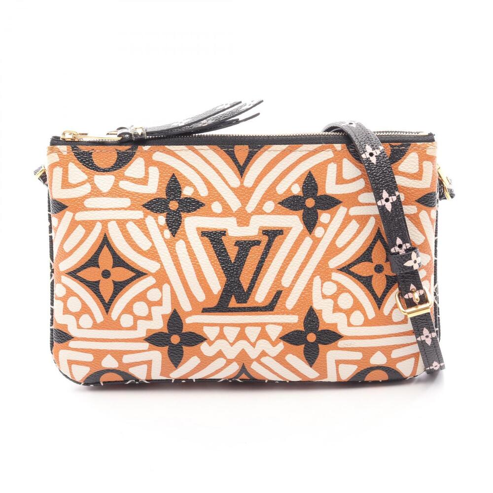 Louis Vuitton Pochette Double Zip LV Crafty Shoulder Bag Canvas Monogram Giant